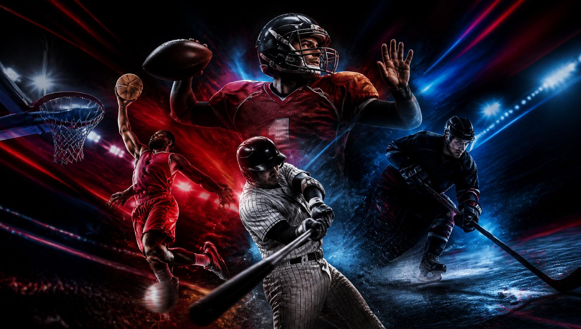 Football, basketball, baseball, and hockey players